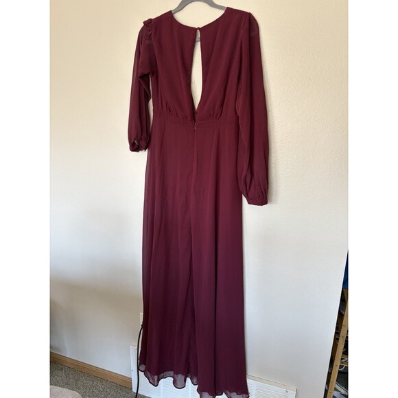 Lulus All My Life Burgundy Long Sleeve Maxi Dress Size Medium - Picture 3 of 5